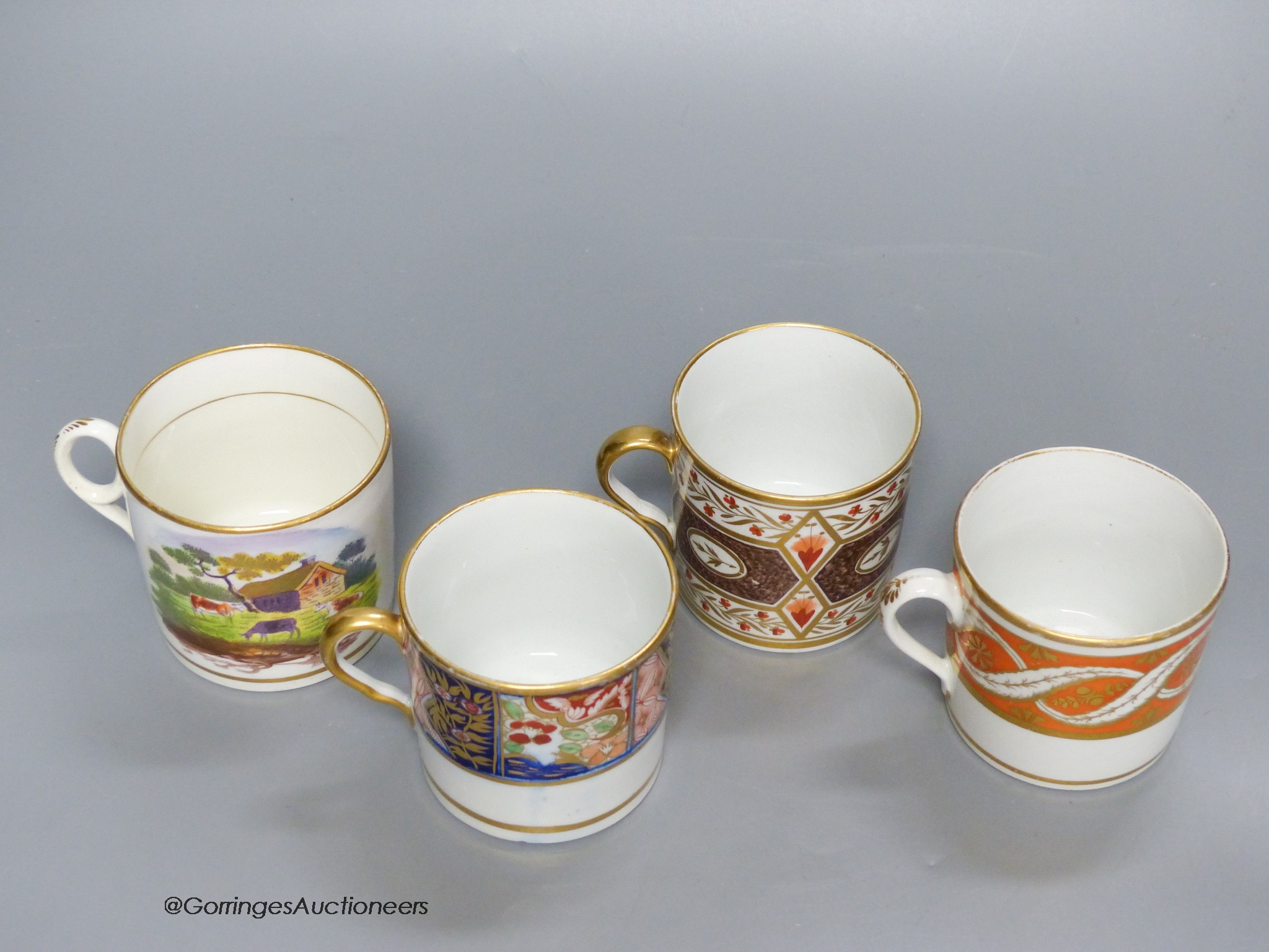 Four Regency Coalport coffee cans